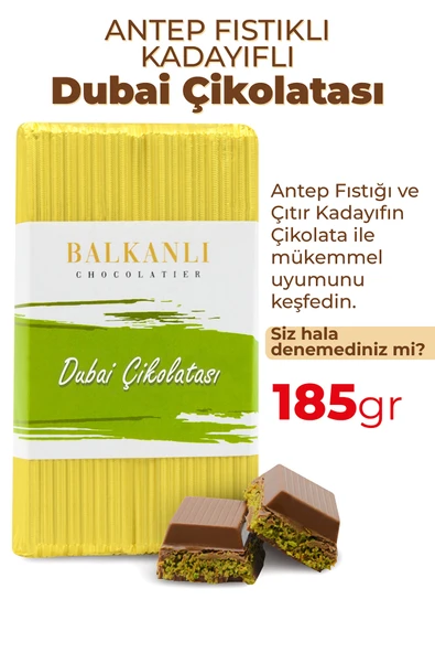 Paşa Kuruyemiş Antep Fıstıklı Kadayıflı Dubai Çikolatası 185 gr - Resim 2