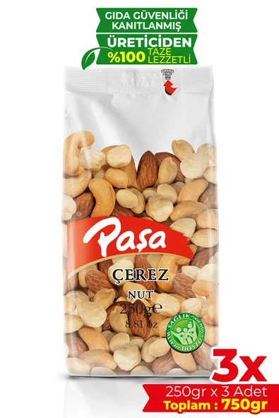 Paşa Kuruyemiş Kavrulmuş Karışık Kuruyemiş 250 gr x 3 Adet (750 gr) - 1