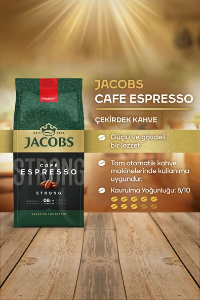 Jacobs Cafe Espresso Strong Çekirdek Kahve 500 gr x 2 Adet - 3
