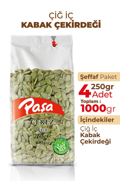 Paşa Kuruyemiş Çiğ İç Kabak Çekirdeği 250 gr X 4 Adet (1 kg) - 2