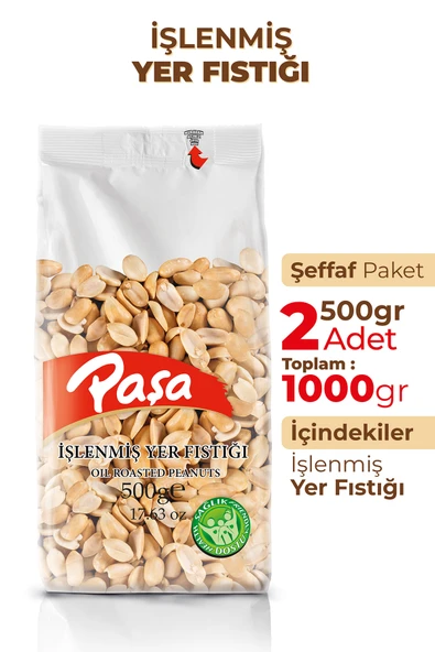 Paşa Kuruyemiş İşlenmiş Yer Fıstığı 500 gr x 2 Adet (1 kg) - 2