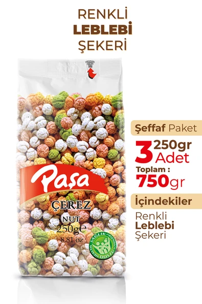 Paşa Kuruyemiş Renkli Leblebi Şekeri 250 gr x 3 Adet (750 gr) - 2