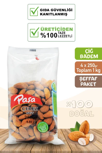 Çiğ Badem İçi 250 gr x 4 Adet (1 kg)