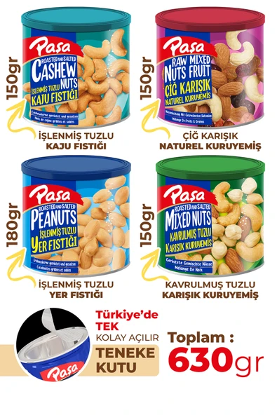 Paşa Kuruyemiş Karışık Süper Dörtlü Teneke Kutu Kuruyemiş (630 gr) - 2
