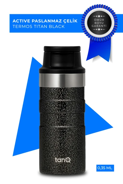 TanQ Ömür Boyu Garantili Active Paslanmaz Çelik Termos Titan Black 0.35 Lt- (12 Oz)