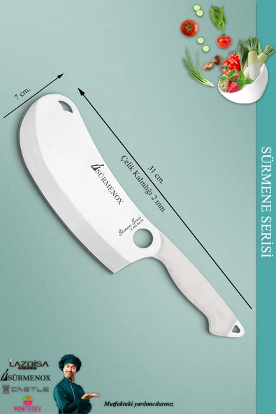 Sürmene Serisi Mutfak Bıçak Börek Bıçağı Pizza Pide Salata Bıçağı Beyaz ( Mft-002 ) - 2