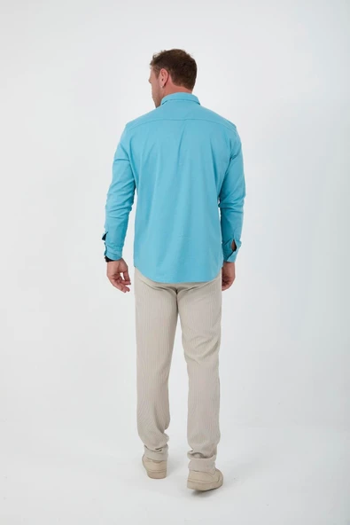 Likralı Regular Fit Nefes Alabilir Klasik Erkek Oxford Gömlek - Cam Göbeği - 6