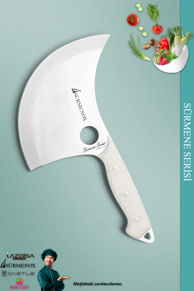 Sürmene Serisi Mutfak Bıçak Hilal Börek Bıçağı Pizza Pide Salata Bıçağı Beyaz ( Mft-001 )