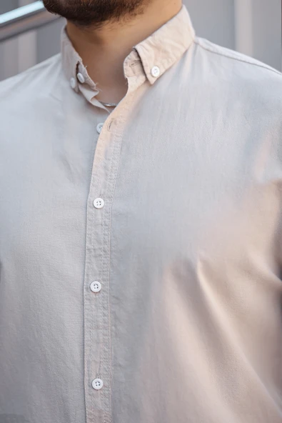 York Keten Erkek Gömlek - Bej - 2