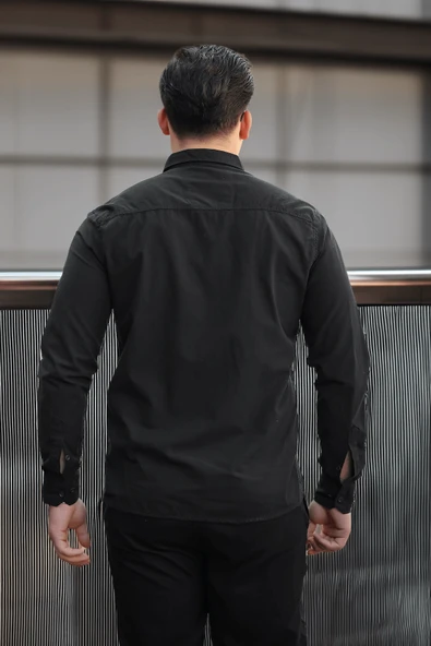 York Keten Erkek Gömlek - Siyah - 5