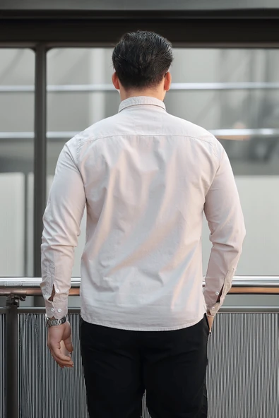 York Keten Erkek Gömlek - Bej - 5