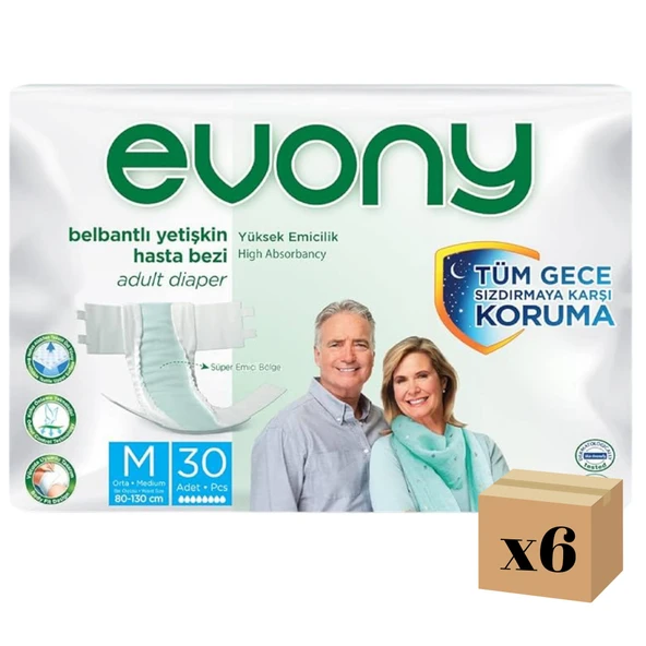 Evony Belbantlı Orta Boy M 30'lu 6 Adet Hasta Bezi ürün görseli 1