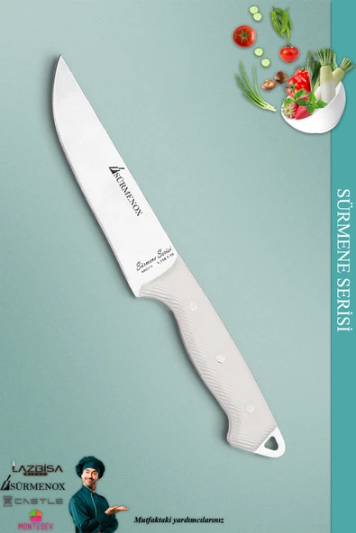 Sürmene Serisi Mutfak Bıçak Et Ekmek Sebze Salata Bıçağı Beyaz No:2 ( Mft-006 )