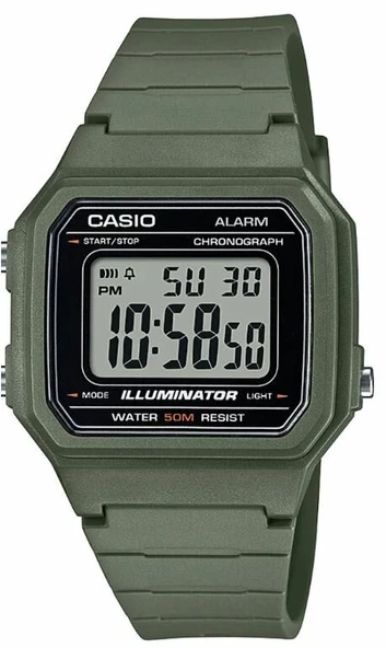 Casio W-217H-3AVDF Quartz Silikon Yeşil Gri Kadran 42 mm Erkek Kol Saati