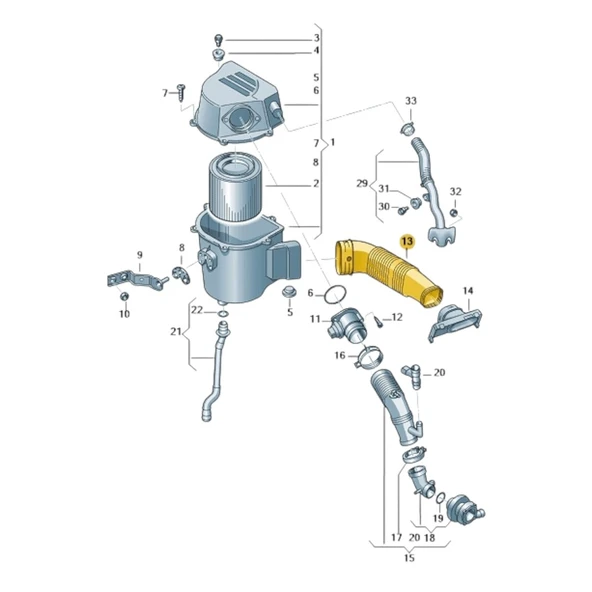VW Polo 2010-2014 1.6TDi CAY Hava Filtre Emiş Borusu 6R0129618 - 3