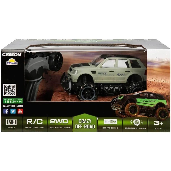 Crazon 1:18 Uzaktan Kumandalı 4x4 Crazy Off-Road Araba 2.4 Ghz Usbj Şarj Gri - Resim 2