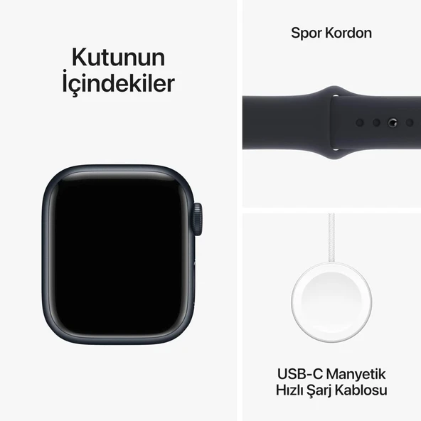 Apple Watch Series 9 GPS 41mm M-L Gece Yarısı Alüminyum Kasa ve Gece Yarısı Spor Kordon Akıllı Saat - Outlet