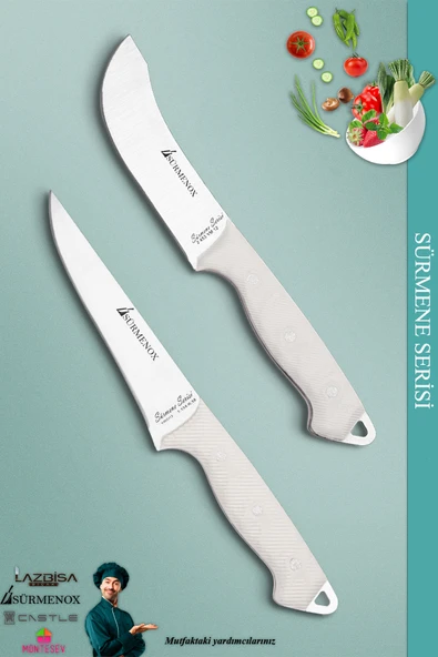 Sürmene Serisi Mutfak Bıçak Seti Et Ekmek Sebze Salata Bıçağı 2 Li Set Beyaz ( Mft-009 )