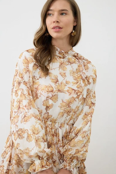 Sucre Desenli Şifon Kat Kat Elbise Terzi Dükkani - Resim 2