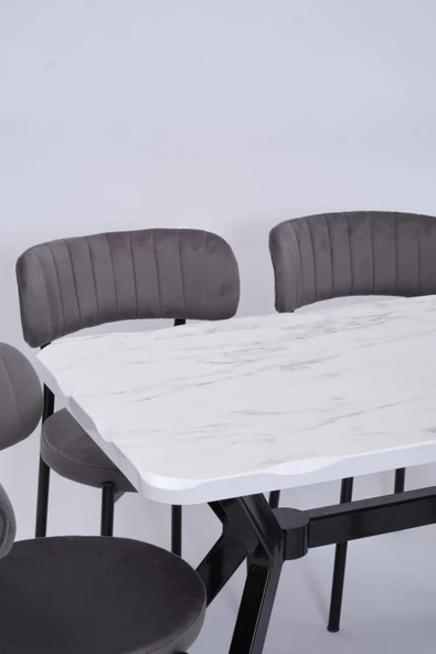 Kütük MDF Boyalı Lak Panel Mutfak Masası 70x120 - 9
