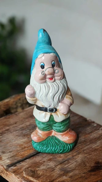 vintage pamuk prenses ve yedi cüceler karakteri ''bilgin''seramik biblo 25 cm - 2