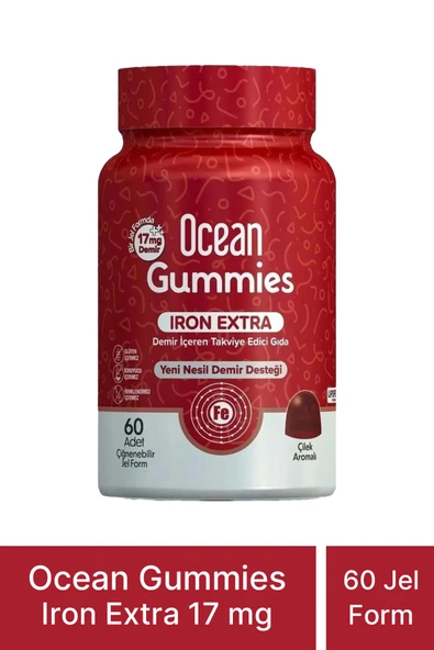 Ocean Gummies Iron Extra 17 mg 60 Çiğnenebilir Jel ürün görseli 1