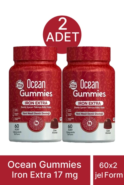 Ocean Gummies Iron Extra 17 mg 60 Çiğnenebilir Jel 2 Adet ürün görseli 1