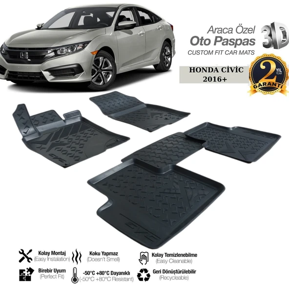 3D PASPAS SİYAH HONDA CIVIC 2016+
