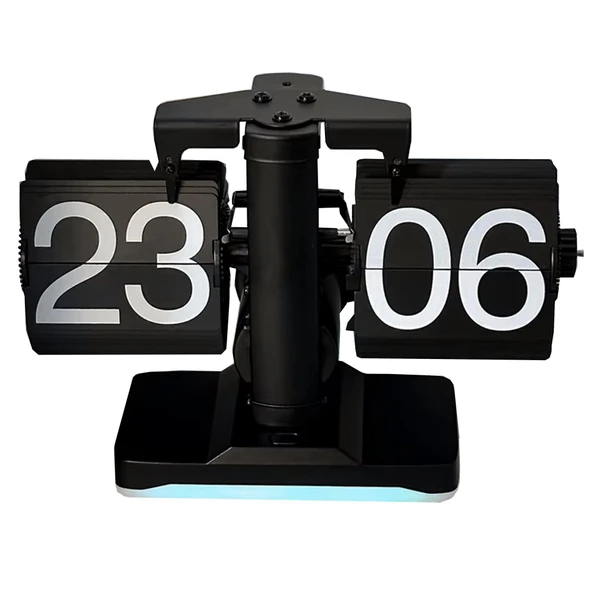 UpWay Retro Modern Tarz Led Işıklı Dekoratif Lüks Hediyelik Çevirmeli Flip Masa Konsol Saati