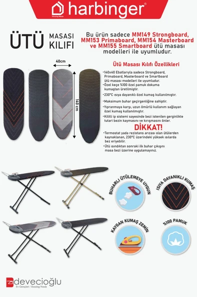 Harbinger Mm004 Özel Keçeli Isıya Dayanıklı Ütü Masası Bezi Kılıfı 40X140 CM - 2