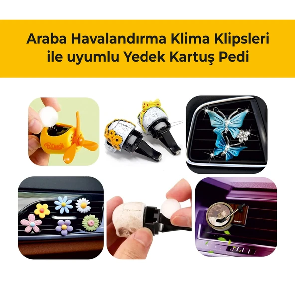 2'li Paket Araba Havalandırma Klima Koku Klipsi Yedek Kartuş Pedi 5 Ad. Premium Safran Rüyası - 4