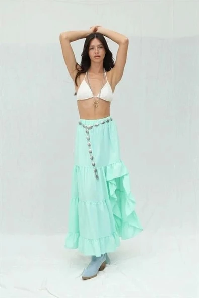 Audrey Fıfrlı Yırtmaç Detay Etek 4037 - 5