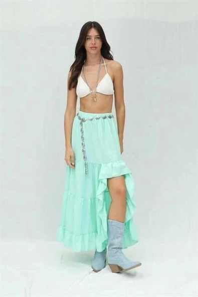 Audrey Fıfrlı Yırtmaç Detay Etek 4037