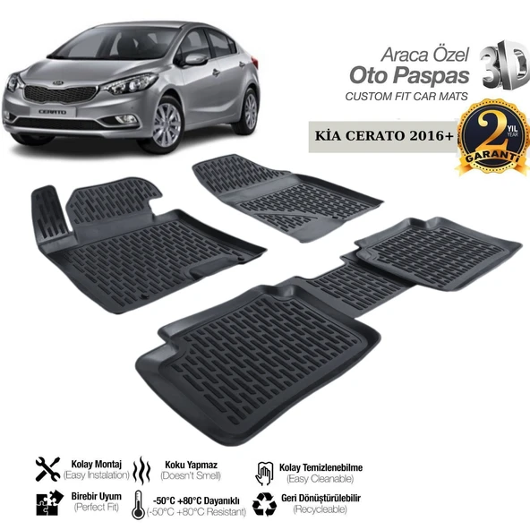 3D PASPAS SİYAH KIA CERATO 2016+
