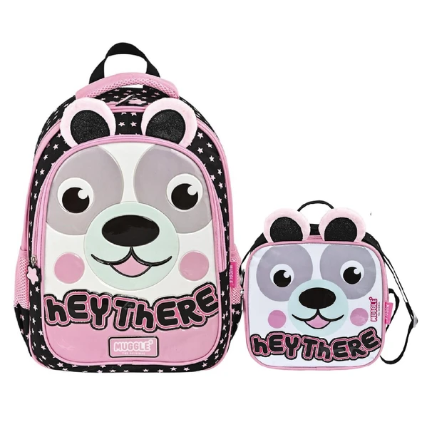 Muggle 2 Bölmeli Hey There Okul Çantası + Termoslu Beslenme Çantası + Kalemlik - 2