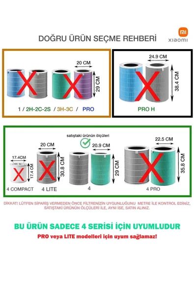 Akıllı Hava Temizleyci Hepa Filtre Xiaomi Smart Air Purifier 4 Modeline Uyumlu - 4