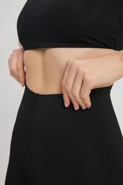 Toparlayıcı Lazer Kesim Yüksek Bel Boxer Şort Korse Siyah - 3