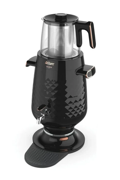 Arzum AR3083 Ehlikeyf Siyah 2200 W Cam Demlikli Semaver - 2