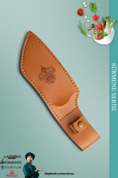 Sürmene Serisi Mutfak Kamp Kesik Şef Bıçak Et Ekmek Sebze Salata Kamp Şef Bıçağı Kahve ( Mft-030 ) - 2