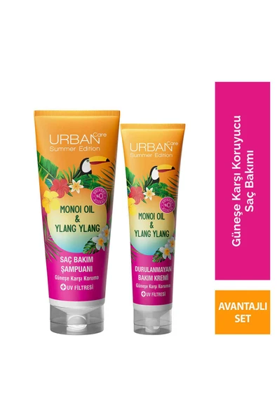 URBAN CARE Monoi Oil & Ylang Ylang Şampuan 250 ml + Durulanmayan Krem 150 ml