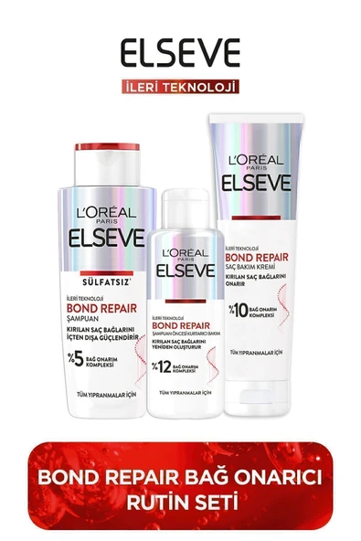 ELSEVE Bond Repair Bağ Onarıcı Saç Bakım Seti Şampuan +bakım Kremi +şampuan Öncesi Kurtarıcı Bakım