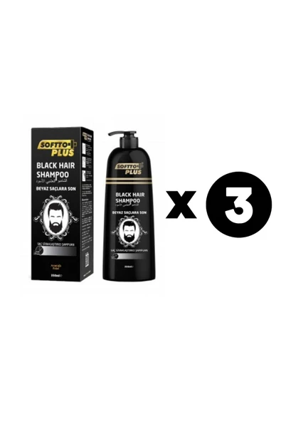 SOFTTO PLUS Beyaz Saçlar Için Siyah Şampuan 350ml 3 Adet Eko Paket ürün görseli 1