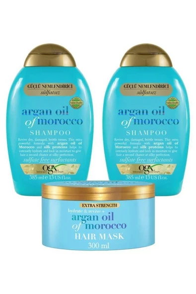 OGX Argan bakım set Nemlendirici Argan Oil Of Morocco Şampuan X2 + Saç Maskesi--KOÇAK - 2