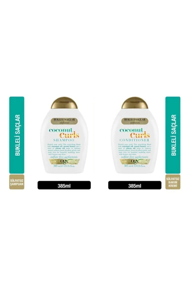 OGX Nemlendirici Coconut Curls Şampuan 385 ml Saç Kremi 385 ml