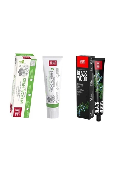 SPLAT Medıcal Herbs 100 Ml + Blackwood 75 Ml Diş Macunu