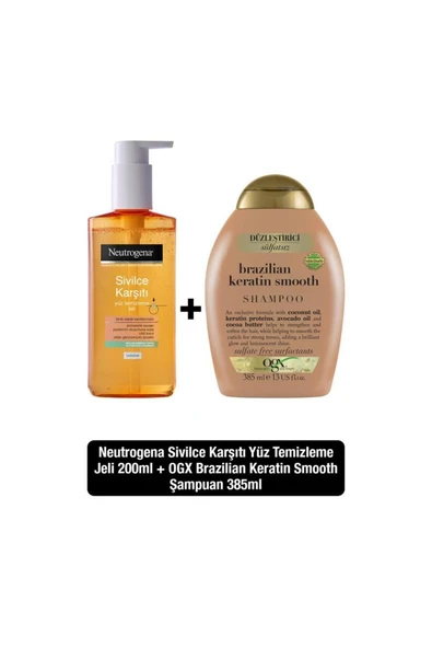 NEUTROGENA Sivilce Karşıtı Günlük Yüz Temizleme Jeli 200 ml Ogx Sülfatsız Şampuan Keratin Smooth 3