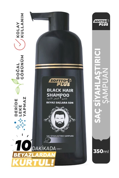 SOFTTO PLUS Black Hair Shampoo Siyahlaştırıcı Doğal Görünümlü Şampuan 350ml