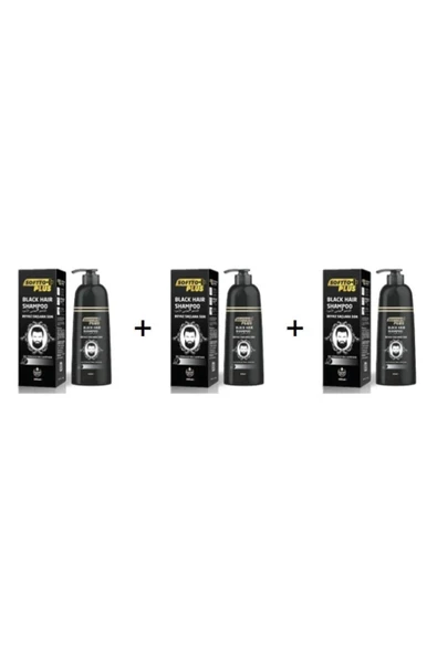 SOFTTO PLUS Saç Siyahlaştırıcı Şampuan 350 Ml- Beyaz Saçlar Için Siyah Şampuan (3 Adet) - 1