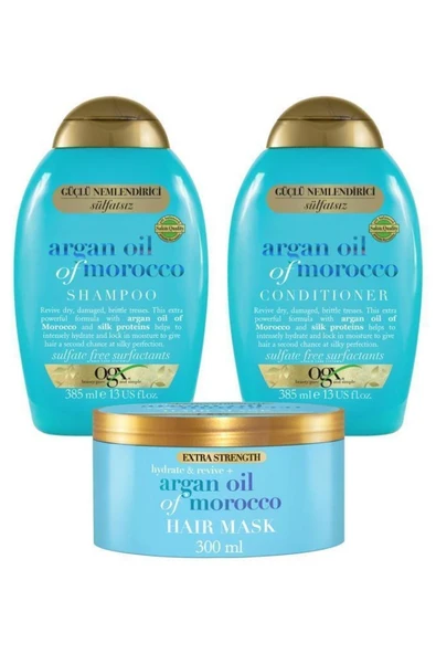 OGX Nemlendirici Argan Oil Of Morocco Sülfatsız Şampuan Sülfatsız Saç Kremi Saç Maskesi - Resim 2