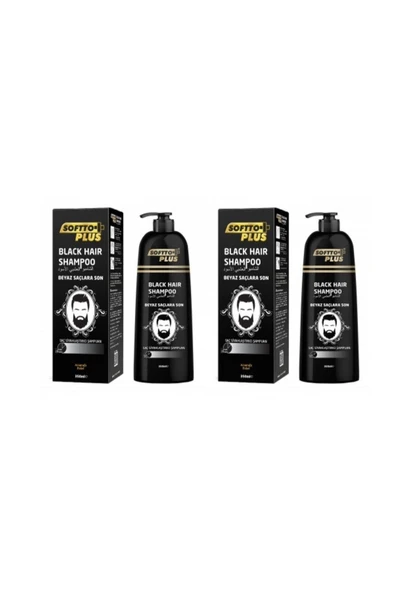 SOFTTO PLUS Beyaz Saçlar İçin Siyah Şampuan 350ml 2 Adet Eko Paket